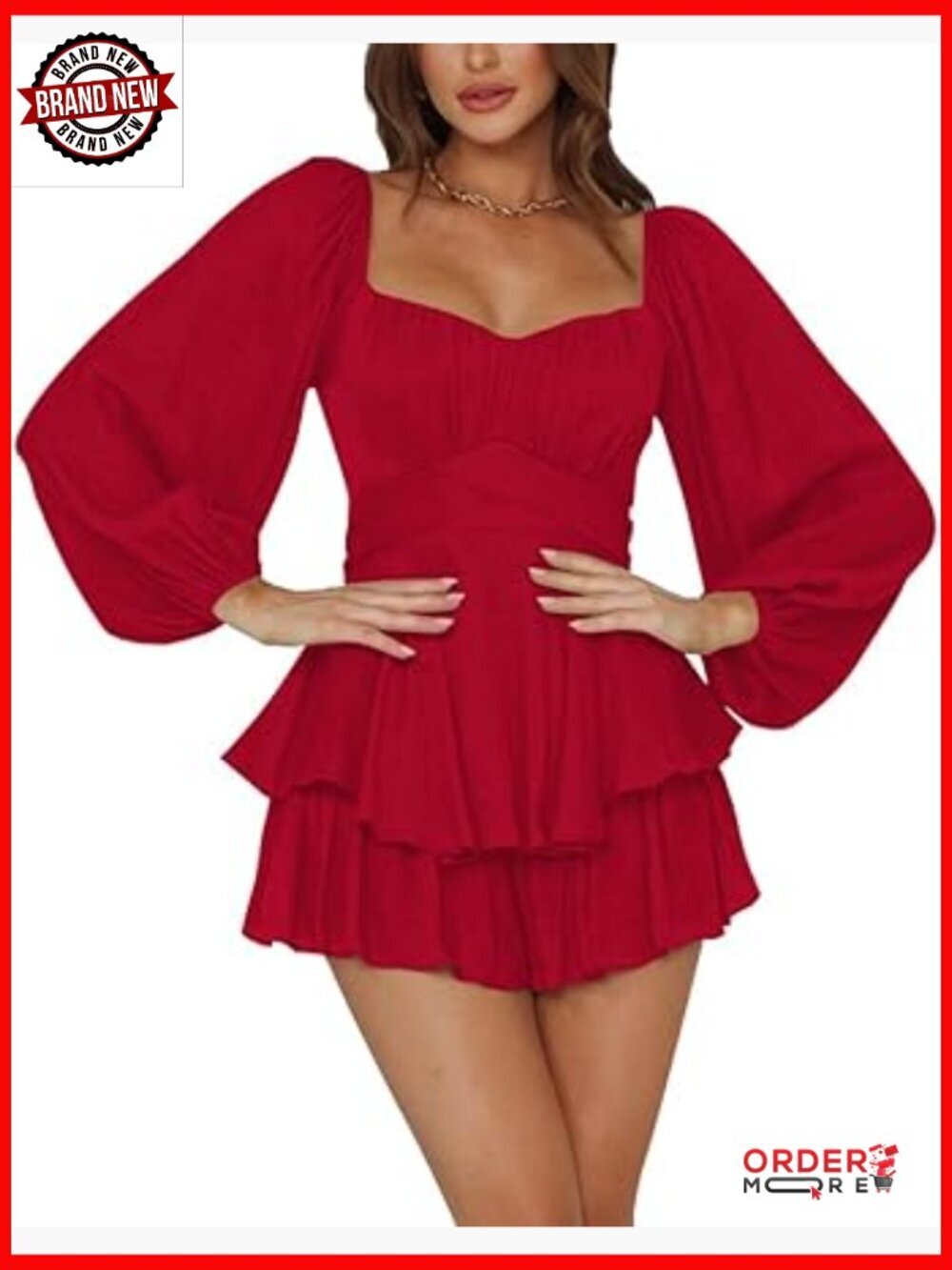 Scoop Neck Off Shoulder Jumpsuit Lantern Sleeve Tie Waist Romper